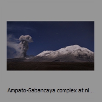 Ampato-Sabancaya complex at night, meteor trail above